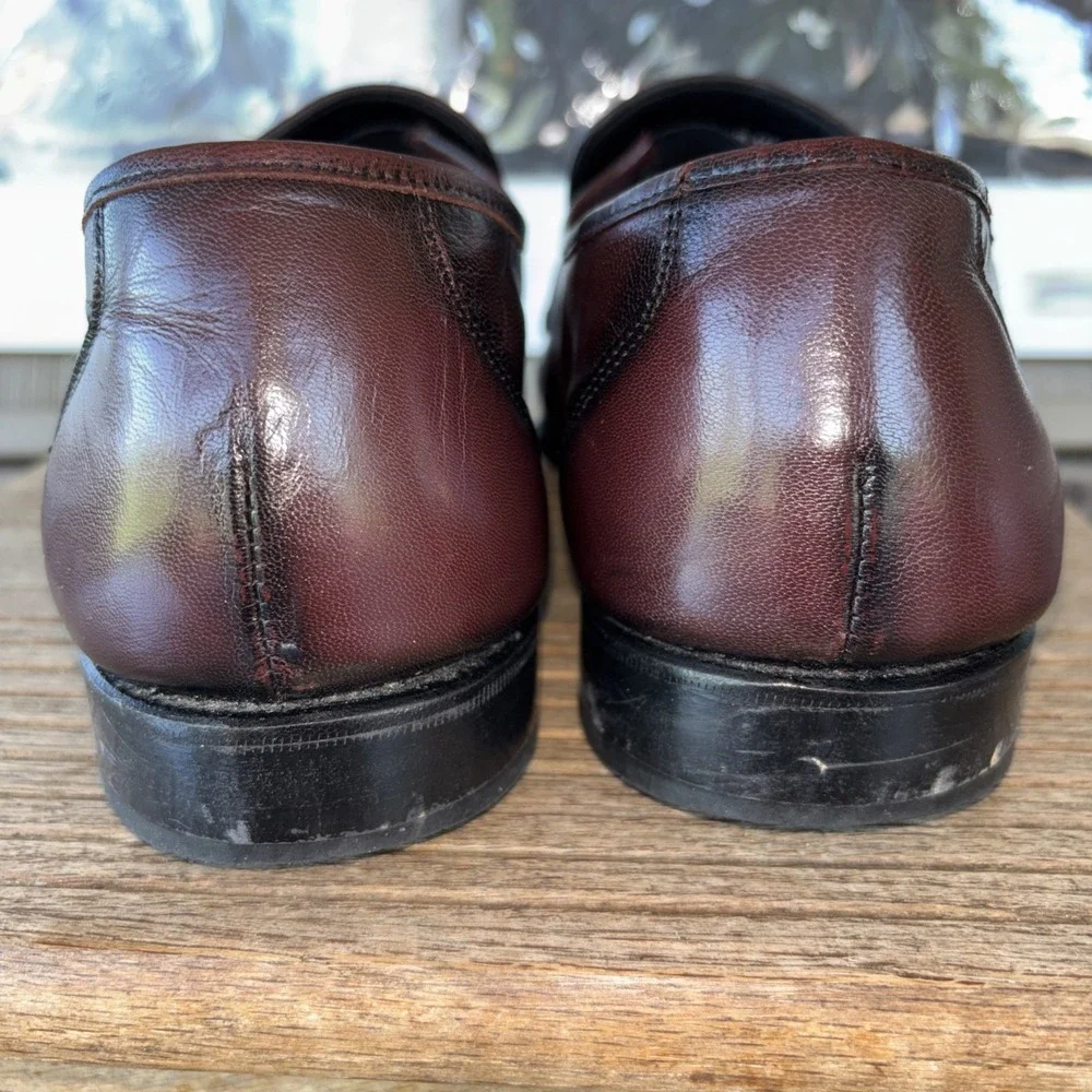 Vintage Florsheim Men's Burgundy Leather Tassel Dress Loafers Round Toe 12 3E